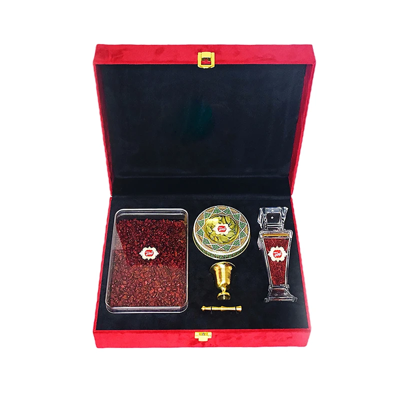 زعفران  نگین آوین چاکرالحسینی - 1 مثقال به همراه هل - 10 گرم و زرشک - 200 گرم و هاون