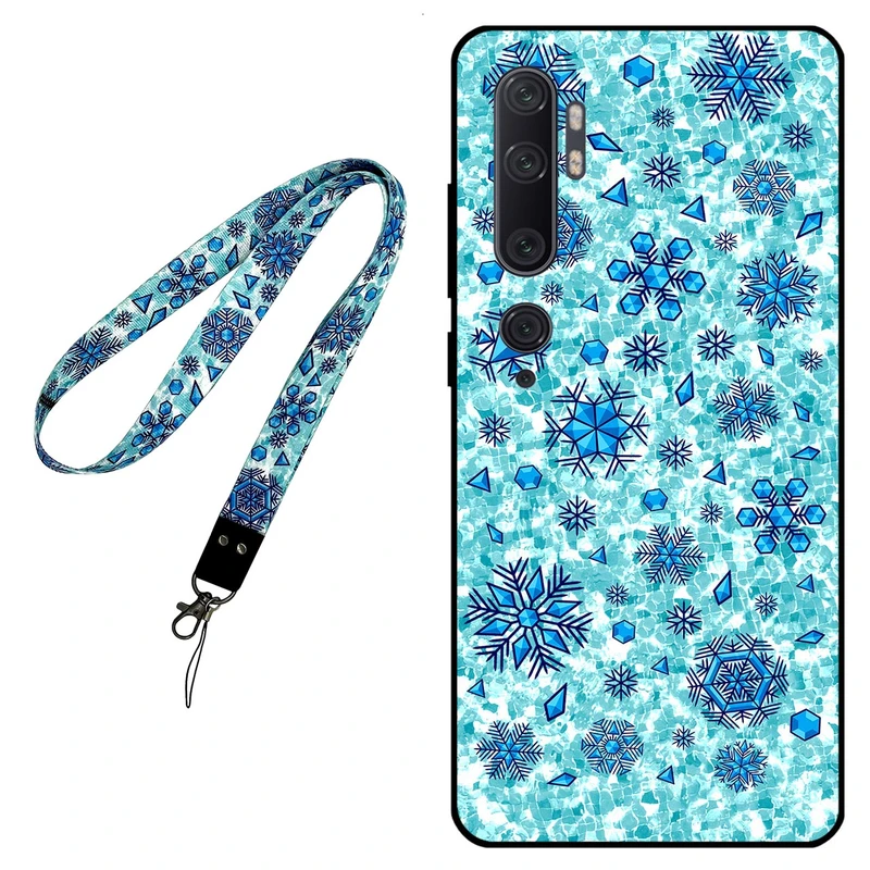 کاور مگافون طرح برف مدل 0014 مناسب برای گوشی موبایل شیائومی Mi Note 10 / 10 Pro به همراه بند گردنی