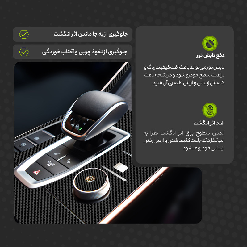 برچسب محافظ کنسول خودرو مولتی نانو طرح کربن مدل X-F1C مناسب برای آریزو ۶ جی‌تی مجموعه ی 44 عددی