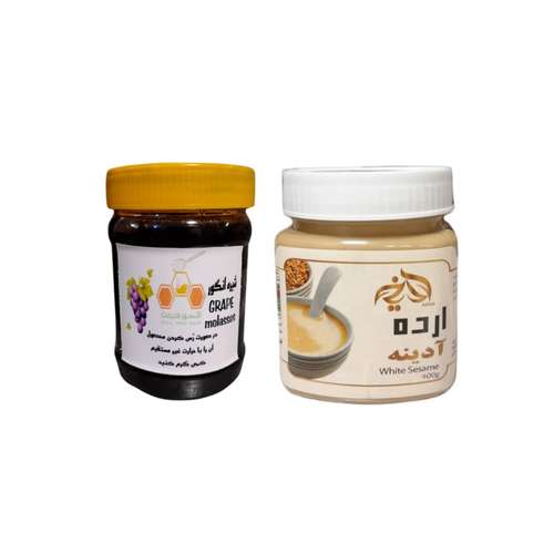 شیره انگور سنتی شهر طبیعت - 500 گرم و ارده کنجد آدینه 400 گرم مجموعه 2 عددی