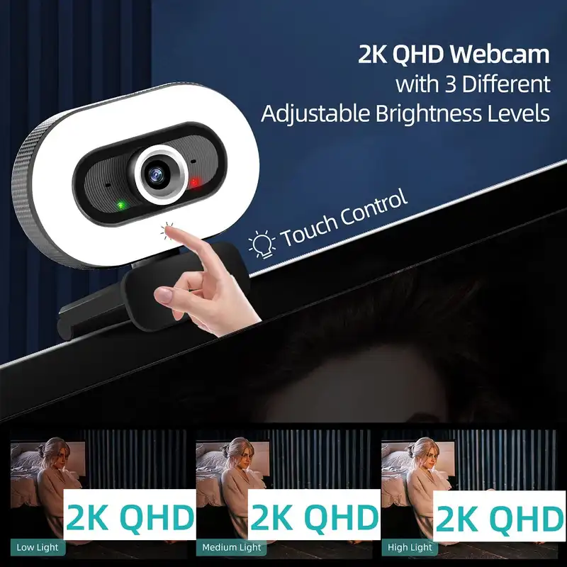 وب کم مدل 2K Streaming with Ring Light