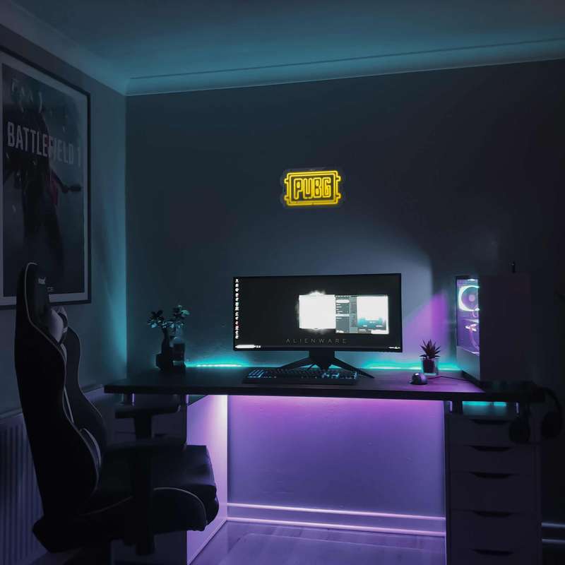 چراغ دیواری نئون دیزاین طرح Pubg-Logo_YL