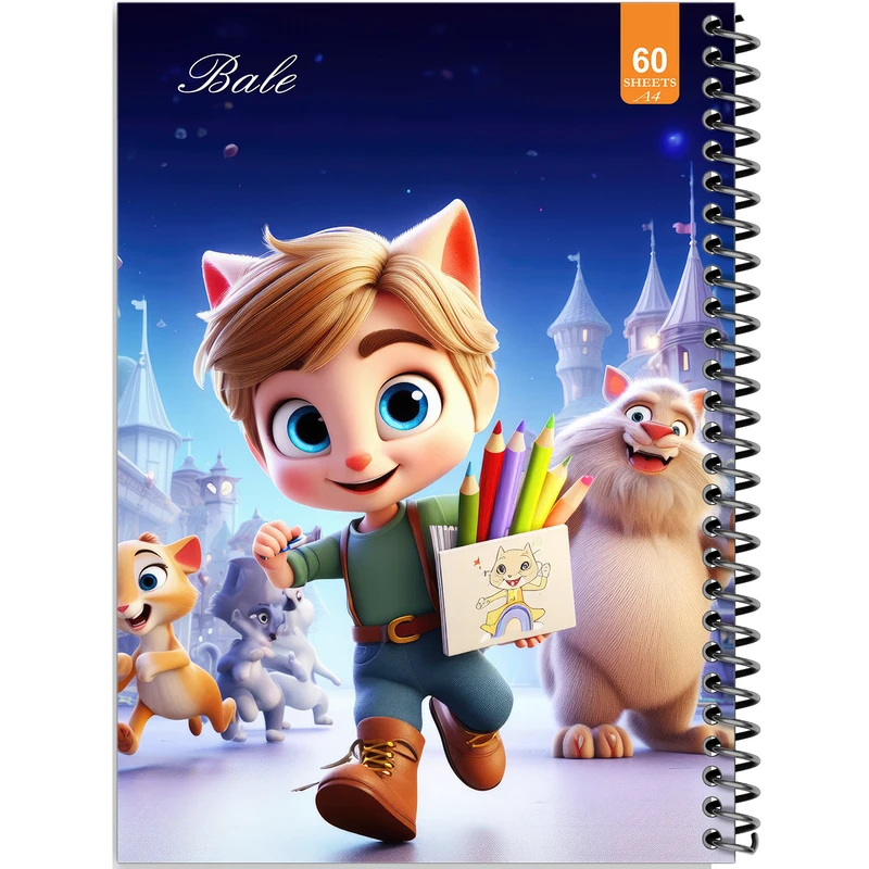 دفتر نقاشی 60 برگ انتشارات بله طرح فانتزی گربه کد A4-O293