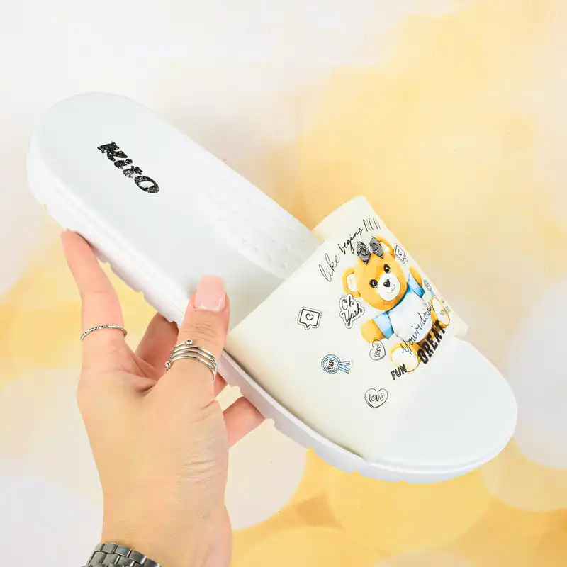 دمپایی زنانه کیتو مدل FUNNY TEDY BEAR WH.4004