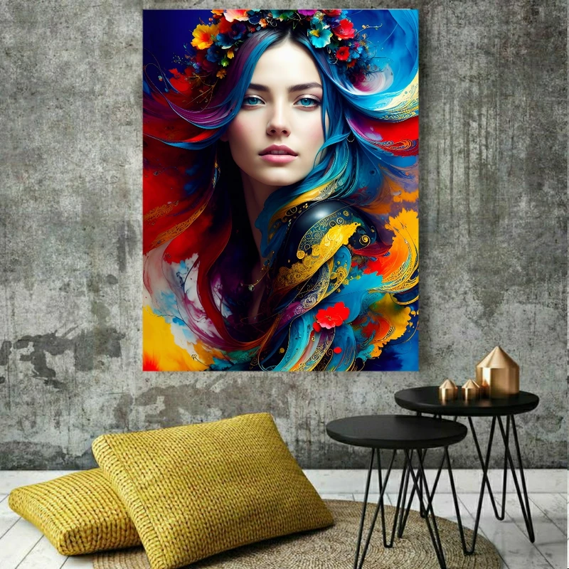 پوستر طرح دختر زیبای مو رنگی کد BK1931