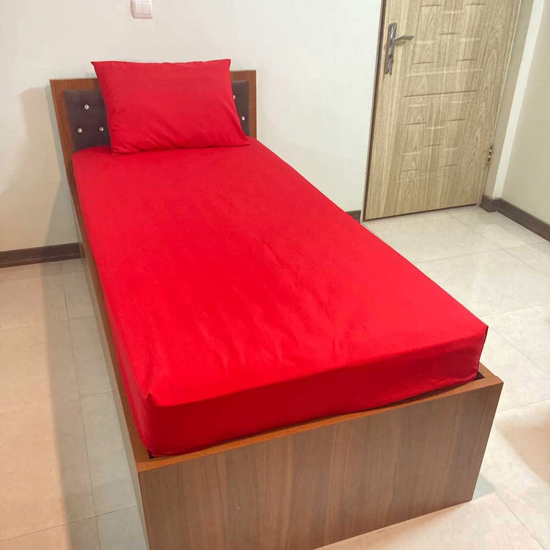 سرویس ملحفه مدل کشدار ساده تک رنگ 1.5نفره 2 تکه