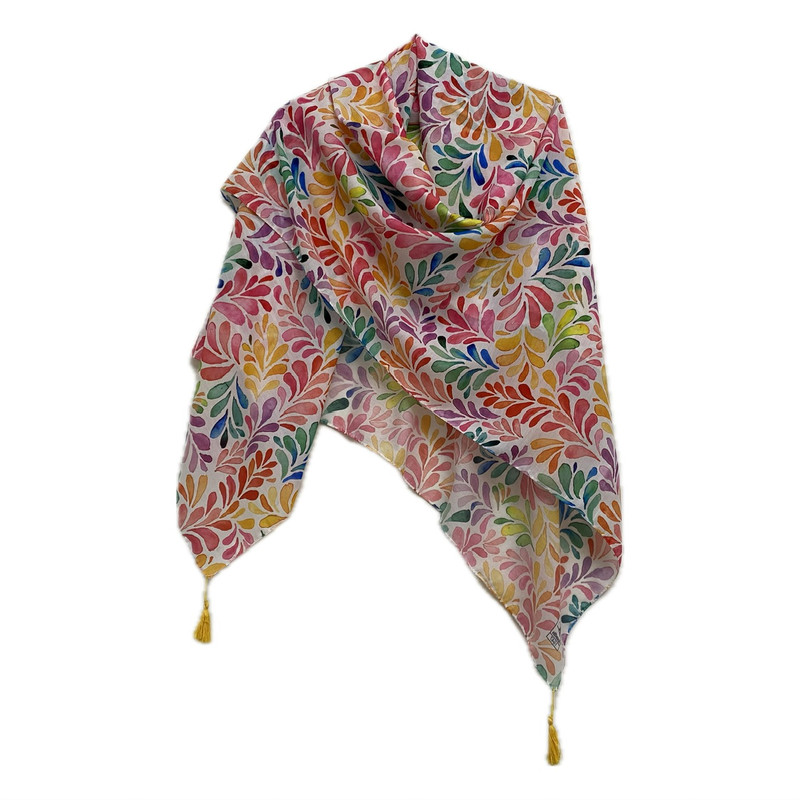 روسری دخترانه مدل نخ اسپان منگوله دار کد 1647