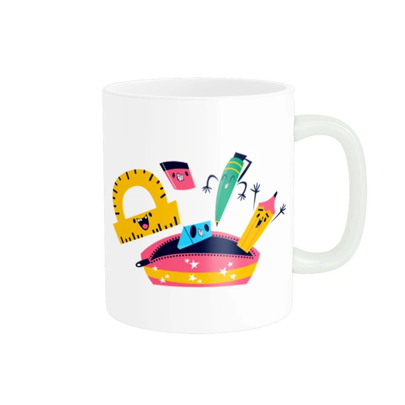 ماگ پادآفرین طرح لوازم تحریر و جامدادی کد 1549