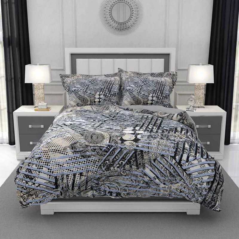 سرویس روتختی طرح گل و برگ مدل DF81 دو نفره 6 تکه