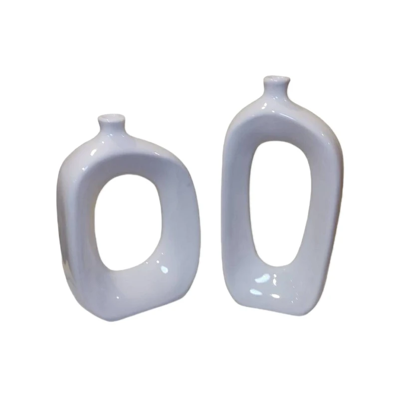گلدان سرامیکی مدل مینیمال بسته 2 عددی