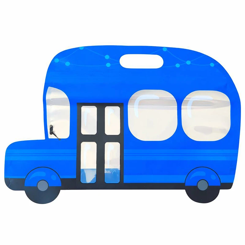 کیسه زیپ دار مدل فانتزی پلاستیکی طرح اتوبوس کوچولو مجموعه 5 عددی