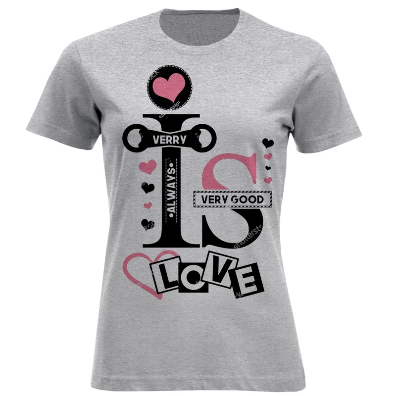 تی شرت آستین کوتاه زنانه مدل F804 LOVE