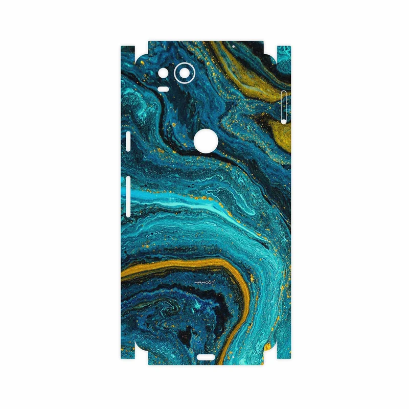 برچسب پوششی ماهوت مدل Turquoise marblewith golden streaks-FullSkin مناسب برای گوشی موبایل گوگل Pixel 2