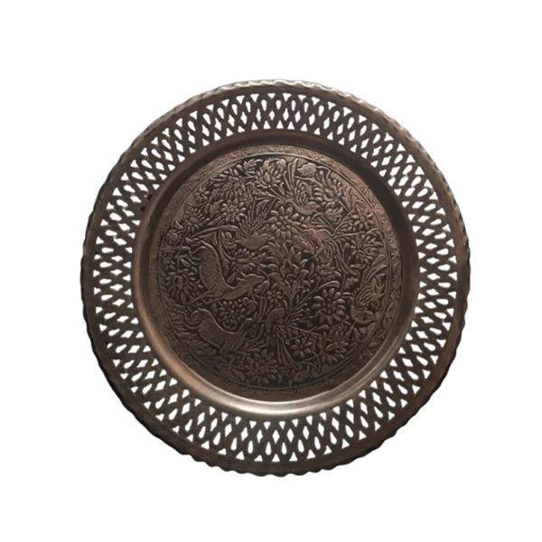 سینی مسی مدل آهو طرح حاشیه مشبک