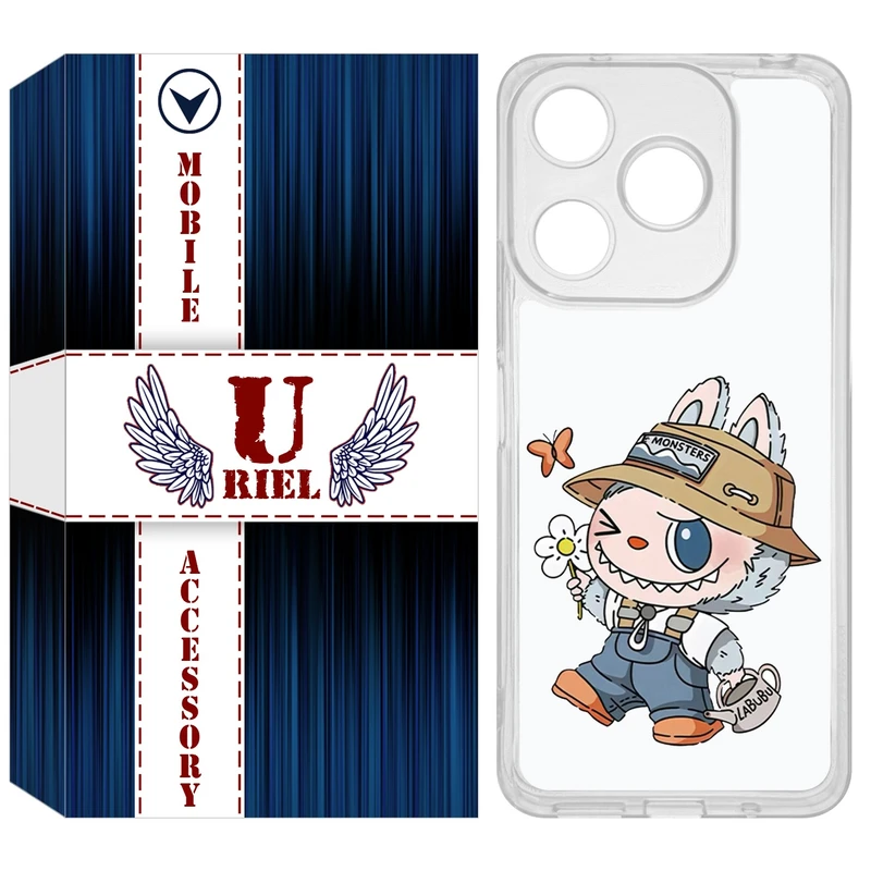 کاور یوریل قاب مدل Clear کد 111 طرح لبوبو Labubu مناسب برای گوشی موبایل شیائومی Redmi 13 / 13x / Poco M6 4G