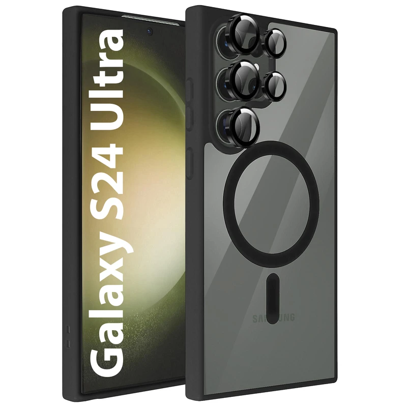 کاور گوف مدل Full Protect-B  مناسب برای گوشی موبایل سامسونگ Galaxy S24 Ultra به همراه محافظ لنز دوربین