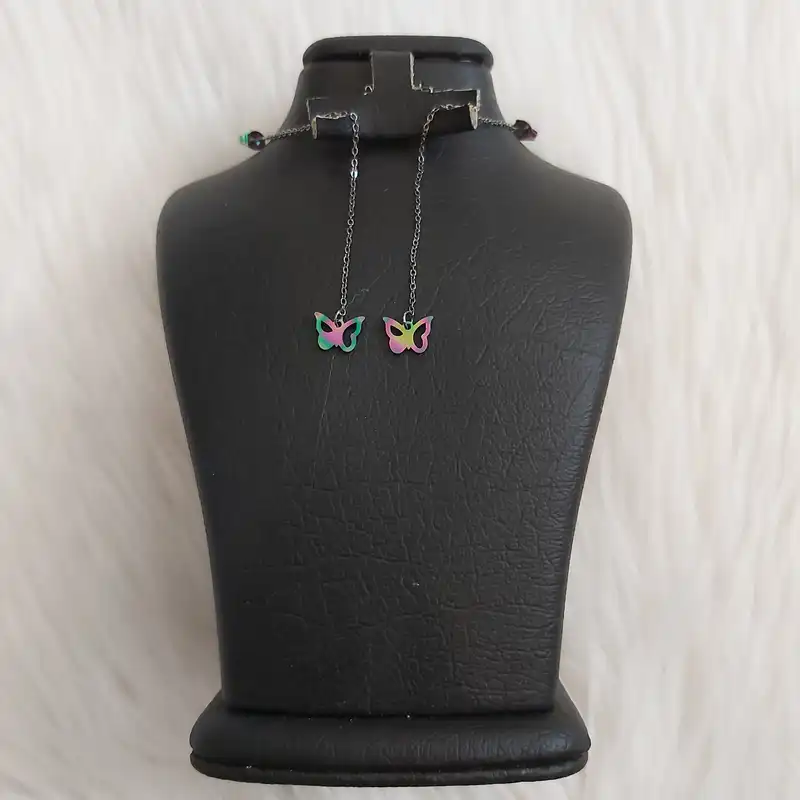 گوشواره زنانه مدل بخیه طرح پروانه کد butf115