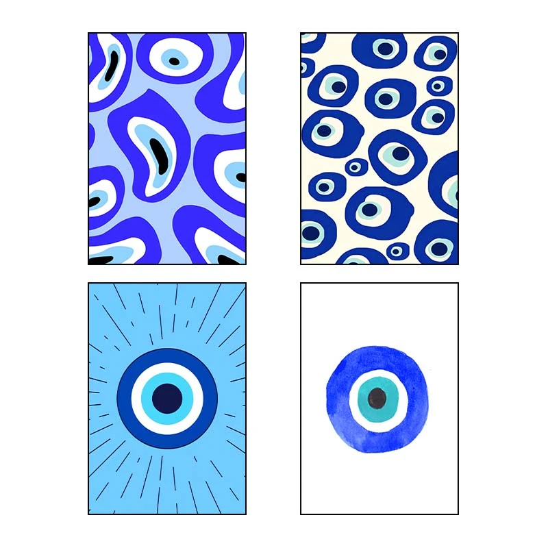 تابلو شاسي کارنيکا طرح پترن چشم نظر Eye Evil Pattern کد 51625 مجموعه 4 عددی