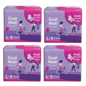 نوار بهداشتی بالدار نیمه ضخیم گود مود مدل Maxi cotton سایز بزرگ چهار بسته 8 عددی