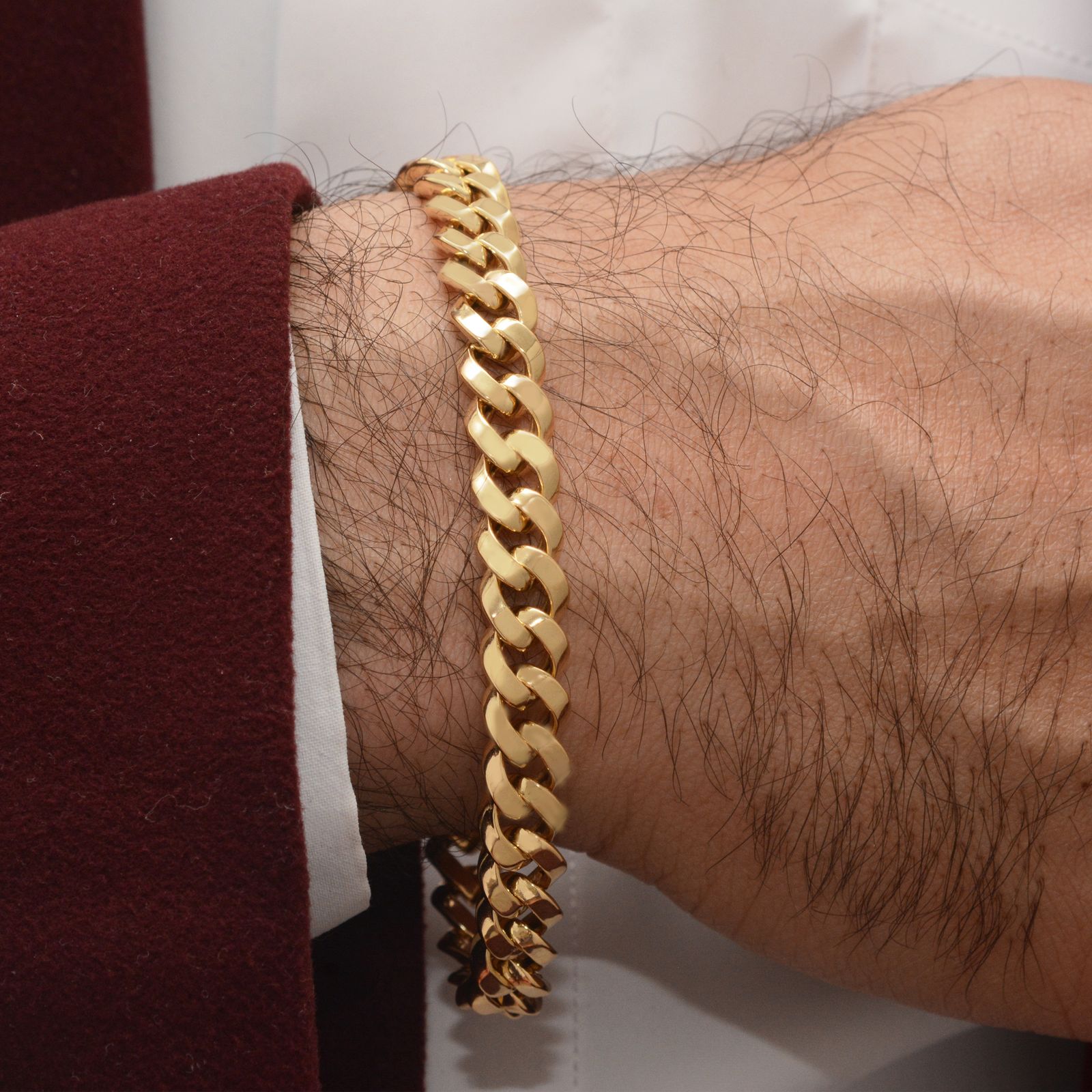 دستبند طلا 18 عیار مردانه طلای مستجابی مدل گلستانه کد 20 -  - 2