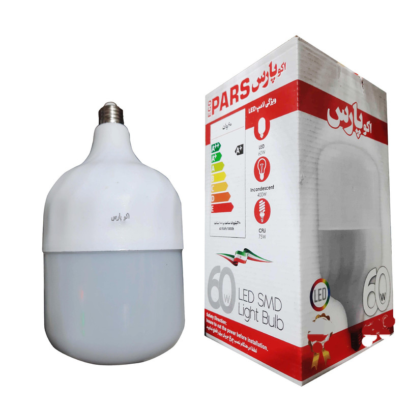 لامپ 60 وات اکو پارس مدل 1212 پایه e 27