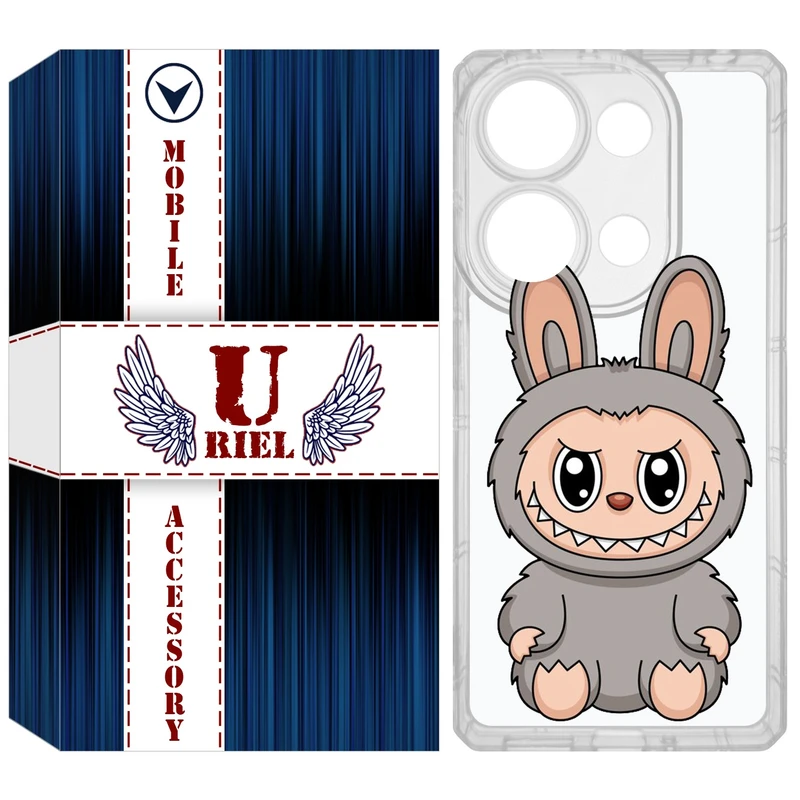 کاور یوریل مدل Clear کد 142 طرح لبوبو Labubu مناسب برای گوشی موبایل شیائومی Redmi Note 14S / Note 13 Pro 4G / Poco M6 Pro 4G