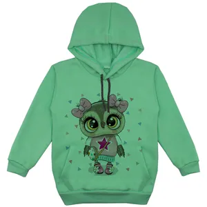 هودی دخترانه مدل جغد دختر F07 رنگ سبز