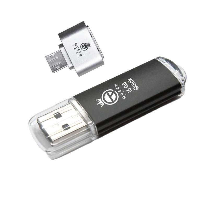 فلش مموری کوئین تک مدل QUICK ظرفیت 16 گیگابایت به همراه مبدل OTG MicroUSB
