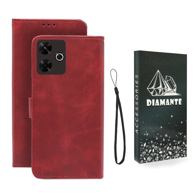 کیف کلاسوری دیامانته مدل Mortand Bk مناسب برای گوشی موبایل شیائومی Redmi13 4G به همراه بندآویز