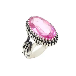 انگشتر نقره مردانه مدل توپاز معدنی کد 25429