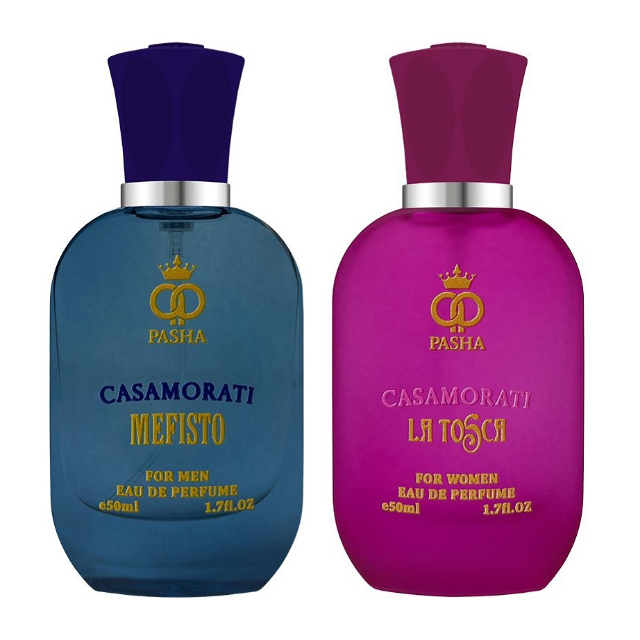 ادوپرفیوم پاشا مدل کازاموراتی مفیستو و لاتوسکا با رایحه معتدل حجم 50 میلی لیتر بسته 2 عددی