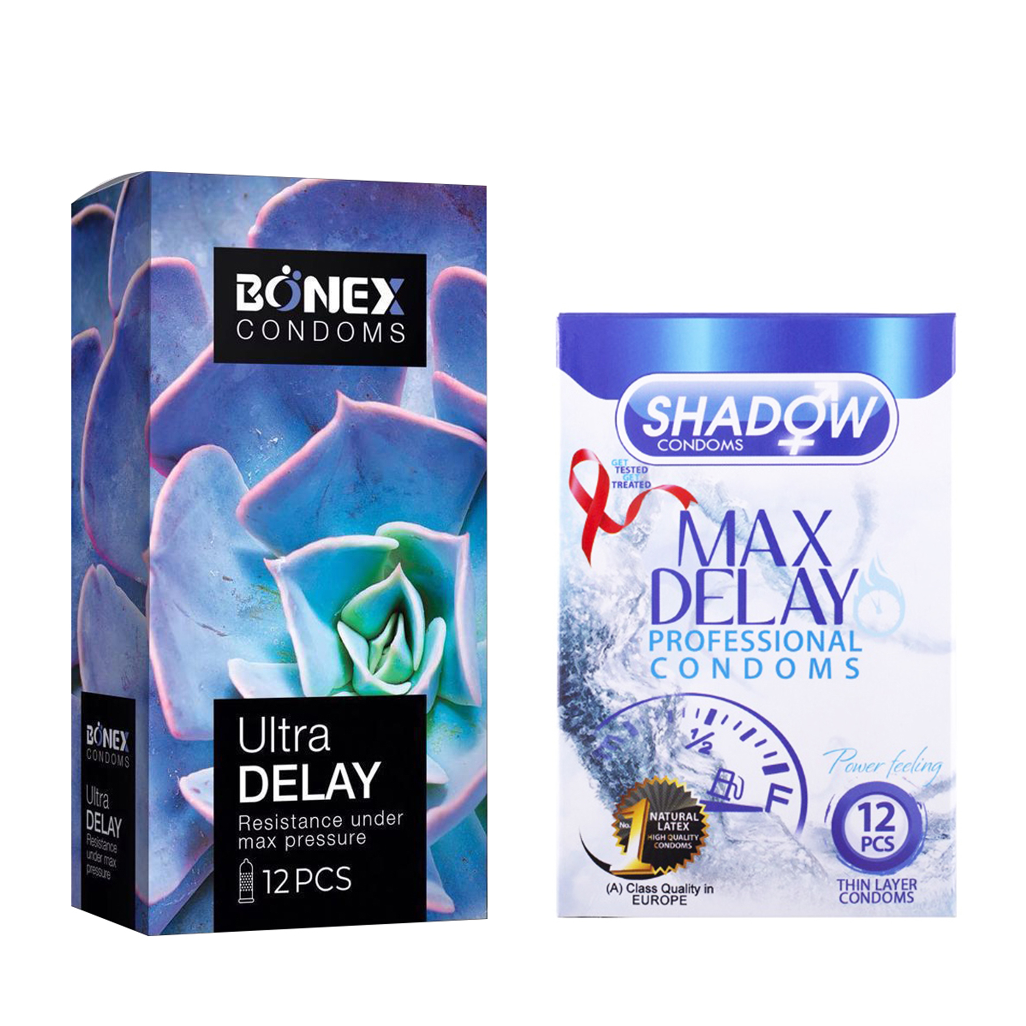 کاندوم بونکس مدل Ultra Delay بسته 12 عددی به همراه کاندوم شادو مدل Max Delay بسته 12 عددی