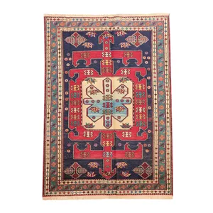 گلیم دستباف یک و نیم متری طرح هندسی مدل AA45