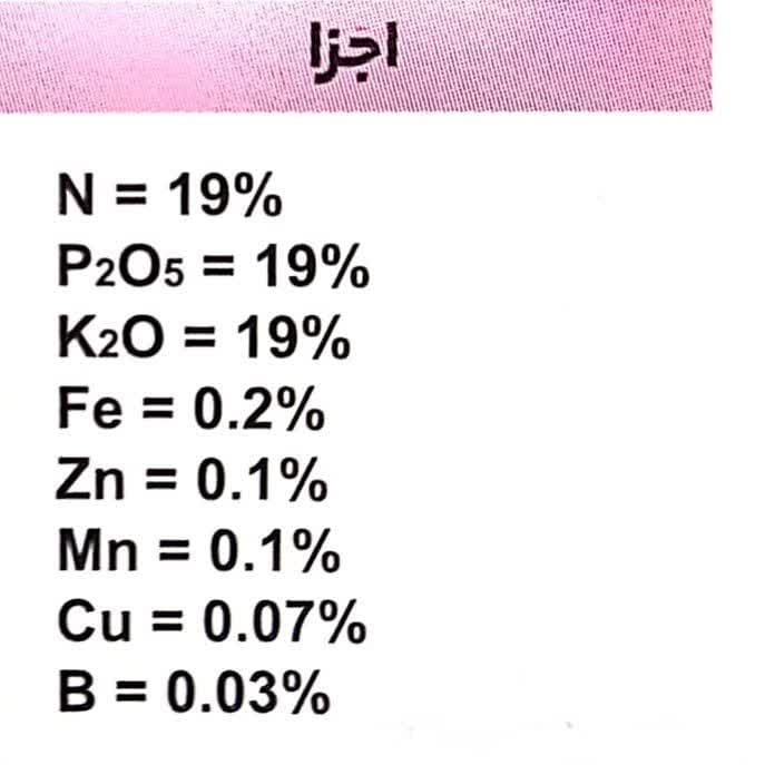 کود تاباک آریاشیمی مدل NPK19 19 19 وزن 200 گرم