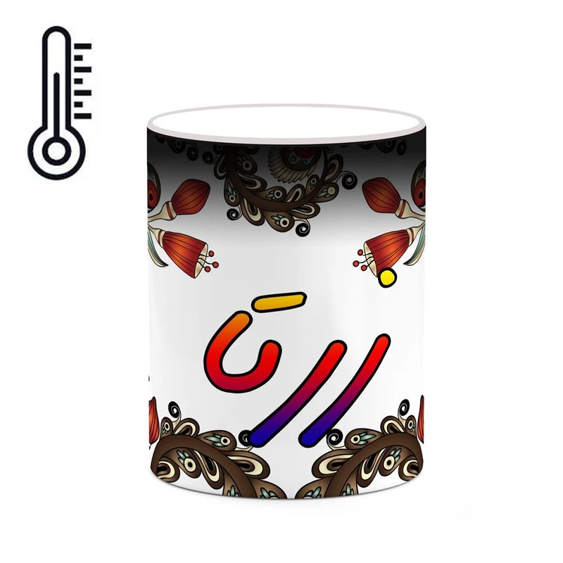 ماگ حرارتی کاکتی مدل اسم زرتا طرح سنتی گل و بته کد mgh45380