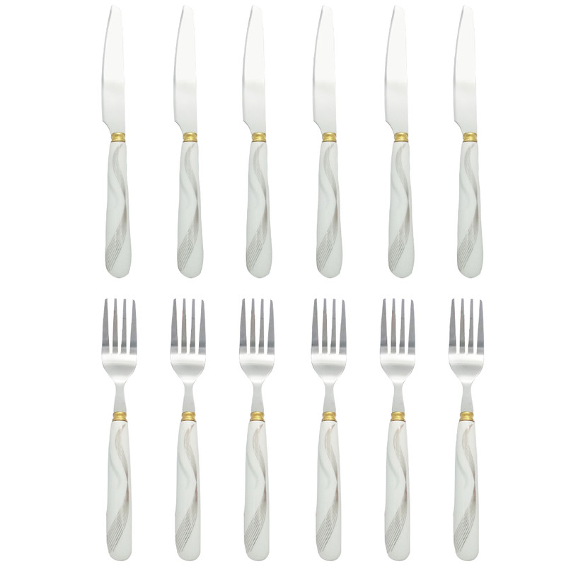 سرویس کارد و چنگال 12 پارچه مدل دسته سرامیکی 20