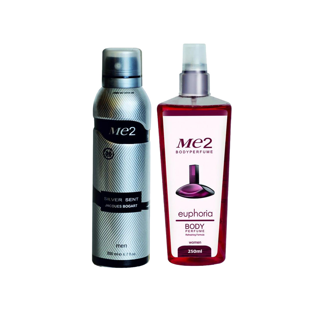 اسپری بدن مردانه می تو مدل سیلورسنت حجم 200 میلی لیتر به همراه بادی اسپلش زنانه می تو مدل ایفوریا حجم 250 میلی لیتر