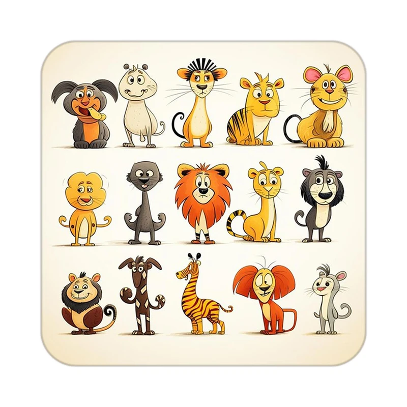 زیر لیوانی کاکتی طرح حیوانات کارتونی مدل mp27755