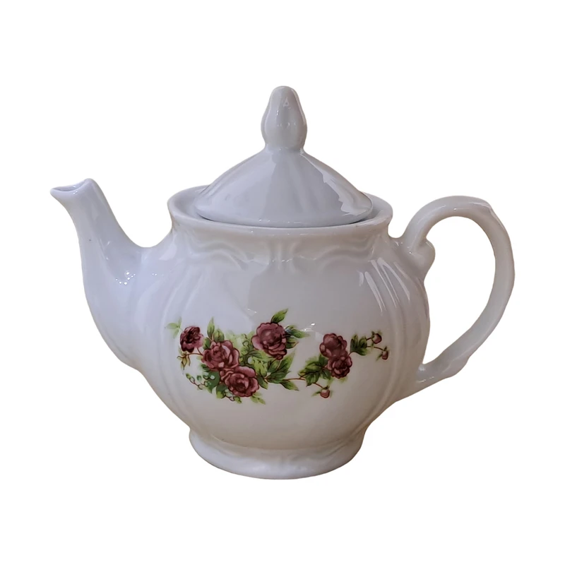 قوری چینی مدل گل سرخی