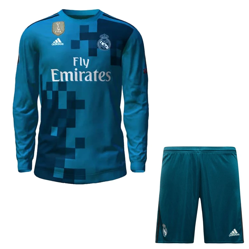 ست تی‌شرت آستین بلند و شلوارک ورزشی مردانه مدل رئال مادرید کد Away 2018
