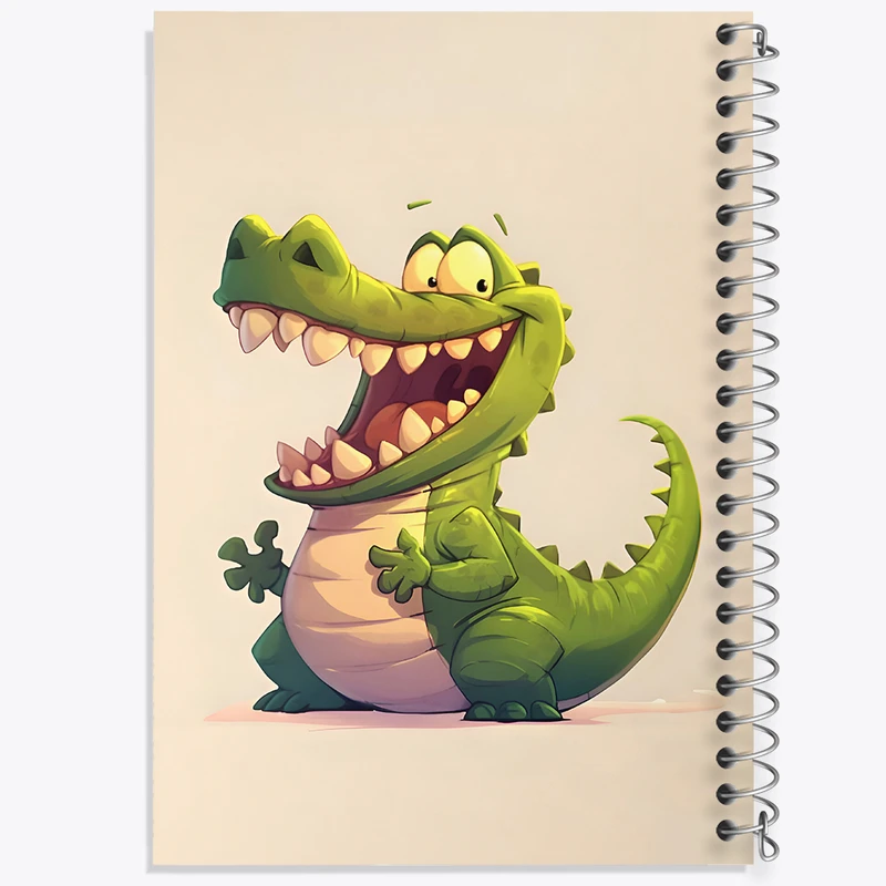 دفتر ژورنال نویسی 50 برگ خندالو مدل نقطه ای طرح تمساح بامزه کد N5493