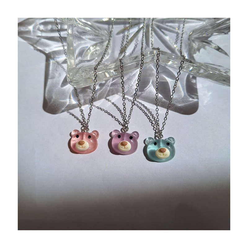 گردنبند دخترانه مدل خرس شب تاب گردنبند دخترانه مدل خرس شب تاب