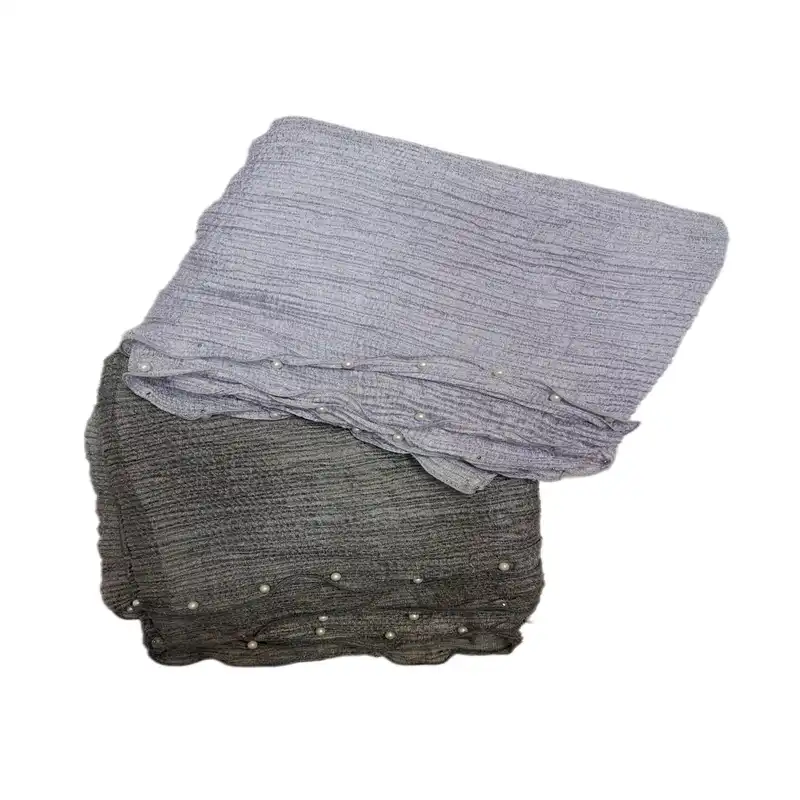 شال زنانه مدل پلیسه لبه دالبر مرواریدی