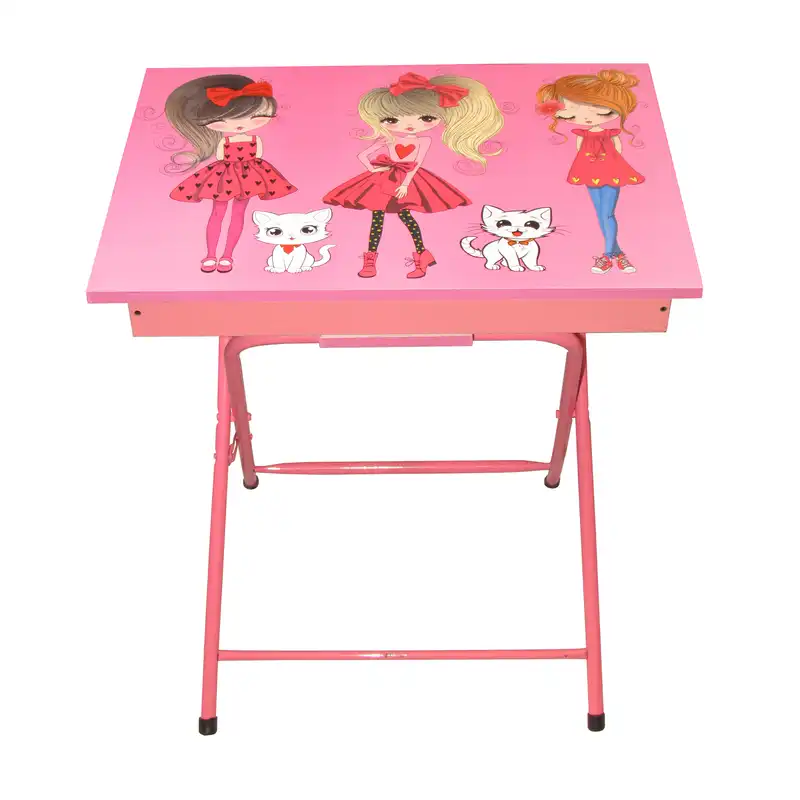 ست میز تحریر و صندلی میزیمو طرح دختر چکمه پوش کد 64