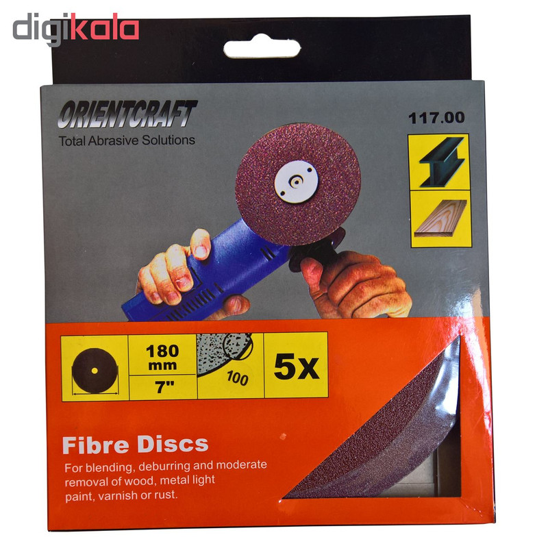 ورق سنباده دیسکی اورینت کرافت مدل P100 قطر 180 میلی متر بسته 5 عددی