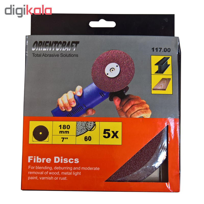 ورق سنباده دیسکی اورینت کرافت مدل P60 قطر 180 میلی متر بسته 5 عددی