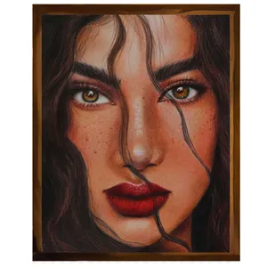 تابلو نقاشی مدل مداد رنگی طرح چهره زن