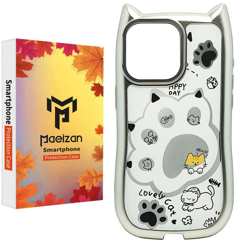 کاور پاییزان مدل پنجه گربه گوش دار طرح لاکچری مناسب برای گوشی موبایل اپل IPhone 16 Pro Max