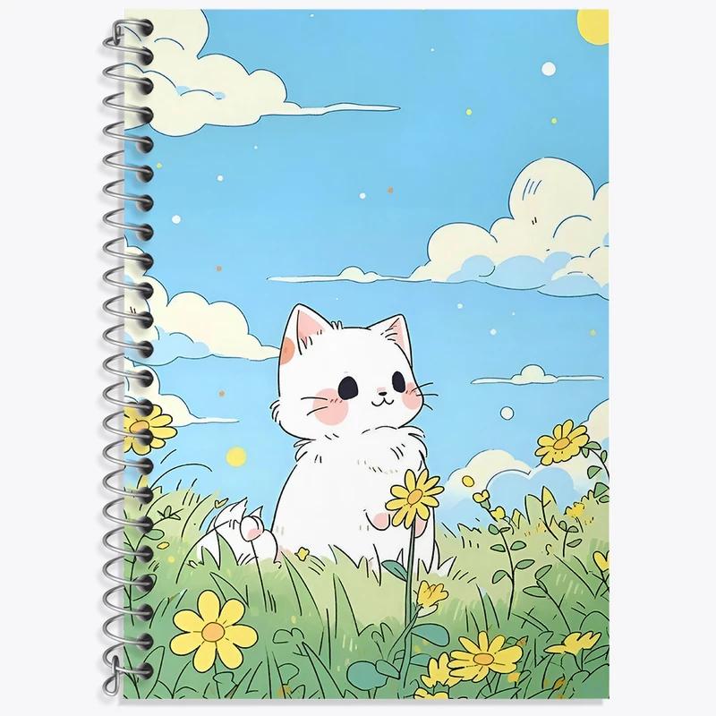 دفتر زبان 50 برگ خندالو مدل سه خط طرح گربه بامزه کد N5802