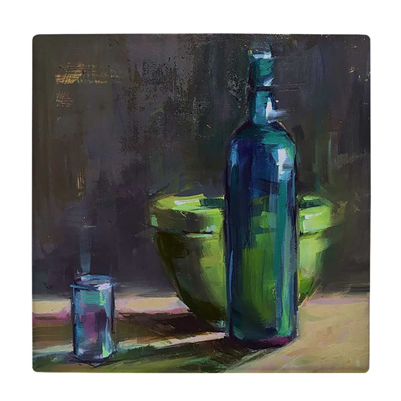 زیر لیوانی طرح نقاشی بطری و لیوان شیشه ای کد 6085193_5080